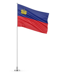 Liechtenstein flag on a flagpole white background 3D illustration