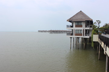 huts on water on a beach resort