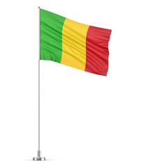Mali flag on a flagpole white background 3D illustration