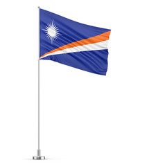 Marshall Islands flag on a flagpole white background 3D illustration