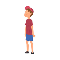 Cute Boy, Kid Travelling and Sightseeing on Vacation Vector Illustration