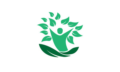People leaf tree green logos isolated