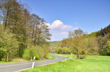 country road in the countryside Germany, Hessen 