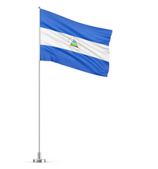 Fototapeta premium Nicaragua flag on a flagpole white background 3D illustration