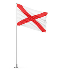 Northern Ireland flag on a flagpole white background 3D illustration