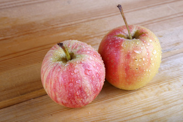 Apples on table