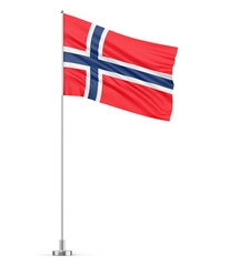 Norway flag on a flagpole white background 3D illustration