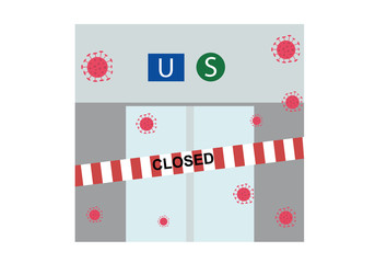 Vector illustration of a closed metro due to a virus epidemic or pandemic