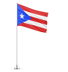 Puerto Rico flag on a flagpole white background 3D illustration