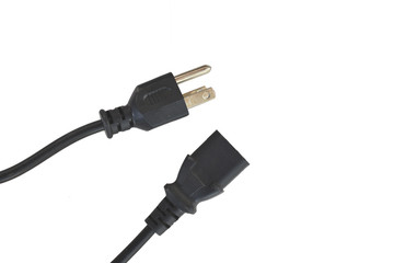 Power Plug With Power Cable - Isolated On White Background. 
Clipping path