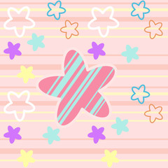 Star pattern on pink background with horizontal stripes.Used for fabric patterns. It can be used as various patterns.Vector Illustration.