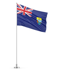 Saint Helena flag on a flagpole white background 3D illustration