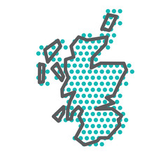 Scotland simple outline map with green halftone dot pattern