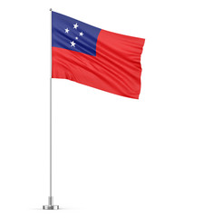 Samoa flag on a flagpole white background 3D illustration