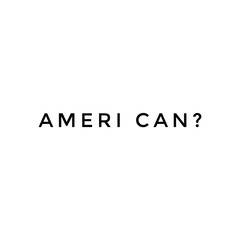 AMERI CAN? words isolated on white plain background