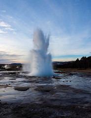 Iceland's Geysir erupts into the winter air
