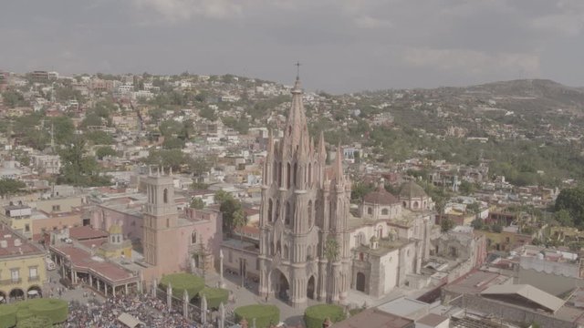 aerial drone view of a mexican church