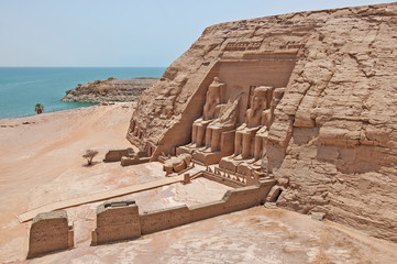 View over main ancient egyptian temple at Abu Simbel