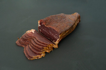 smoked beef steak , balkans traditional foof dried meat