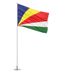 Seychelles flag on a flagpole white background 3D illustration