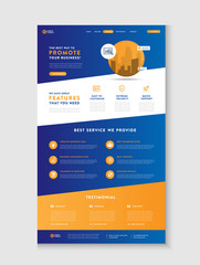 Naklejka premium Business Website Landing Page | App Landing Page | Web User Interface Design | Web Wire-frame Template
