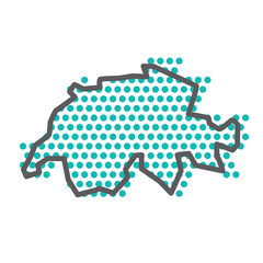 Switzerland simple outline map with green halftone dot pattern