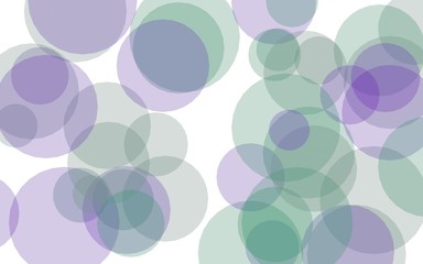 Multicolored translucent circles on a white background. Green tones. 3D illustration