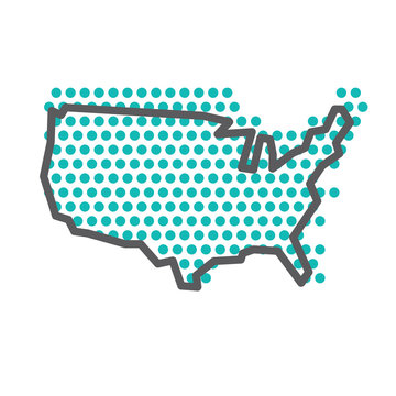 USA simple outline map with green halftone dot pattern