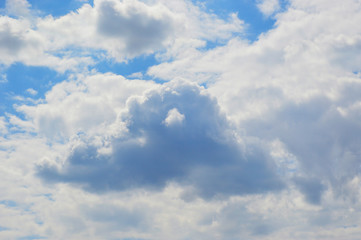 white, fluffy clouds on a background of blue sky. beauty in nature