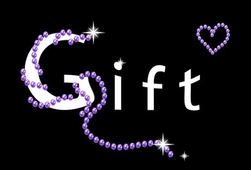 Capital letter G of the alphabet is decorated with jewelry and pearls. Precious blue and white pearls