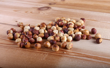Hazelnuts on table
