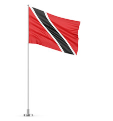 Trinidad and Tobago flag on a flagpole white background 3D illustration