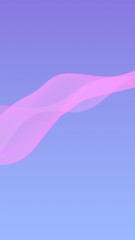 Pink wave on blue sky abstract background. Fluttering pink scarf. Waving on wind pink fabric. Vertical orientation. 3D illustration