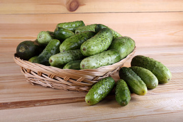 Cucumbers on table
