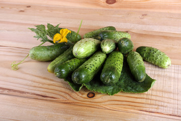 Cucumbers on table
