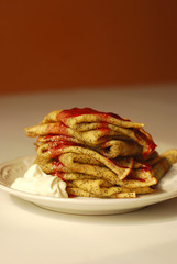 Raspberry jam poppy seed pancakes