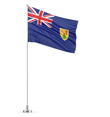 Turks and Caicos Islands flag on a flagpole white background 3D illustration