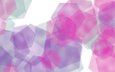 Multicolored translucent hexagons on white background. Red tones. 3D illustration