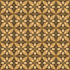 The unique motif of Kawung batik with golden brown color