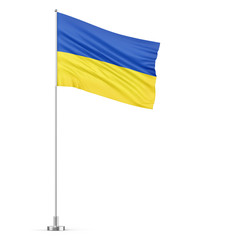 Ukraine flag on a flagpole white background 3D illustration