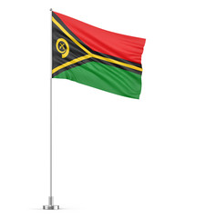 Vanuatu flag on a flagpole white background 3D illustration