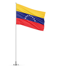 Venezuela flag on a flagpole white background 3D illustration
