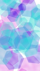 Naklejka na ściany i meble Multicolored translucent hexagons on white background. Vertical image orientation. 3D illustration