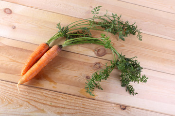 Carrots harvest on table