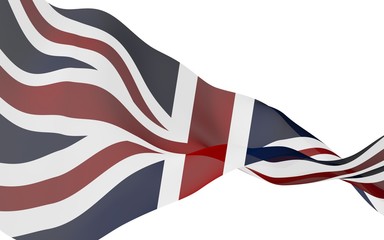 Waving flag of the Great Britain. British flag. United Kingdom of Great Britain and Northern Ireland. State symbol of the UK. 3D illustration