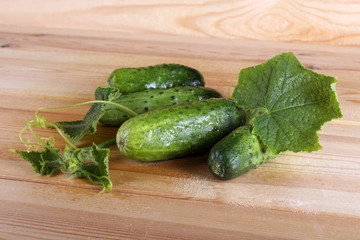 Cucumbers on table