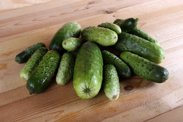 Cucumbers on table