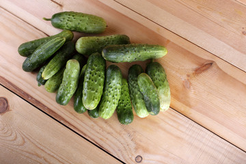 Cucumbers on table