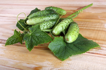 Cucumbers on table