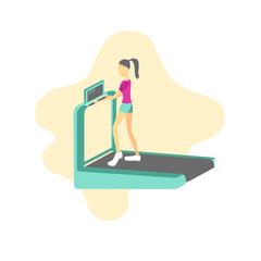 cartoon running treadmill and running girl